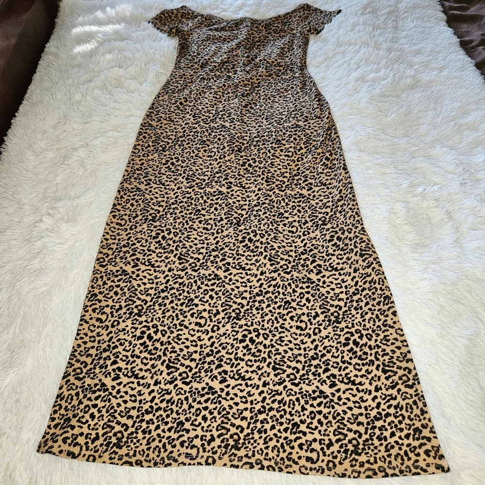 Boston Proper Animal Off the Shoulder Maxi Dress Leopard Print Size Medium